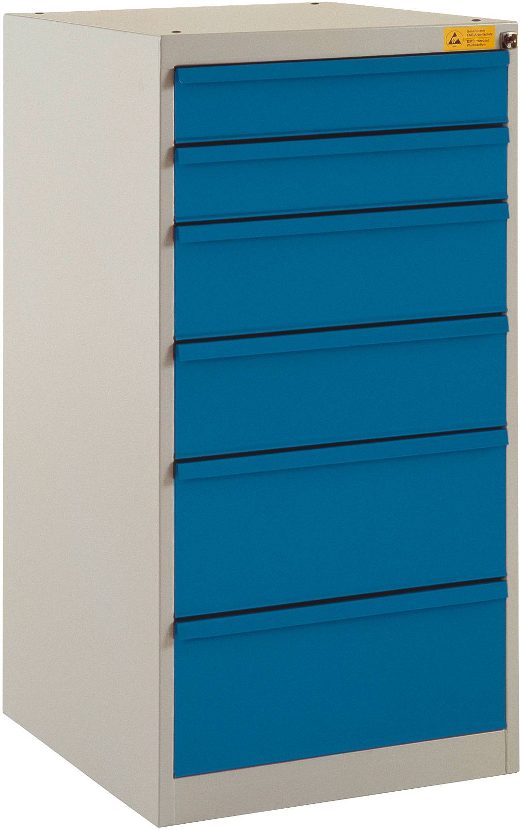 Manuflex LS1046.0002 ESD ESD-Schubfachschrank BASETEC Stationär, Nutzhöhe 900mm mit 6 Schubfächern, Korpus Lichtgrau RAL 7035