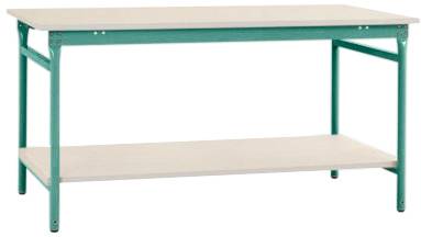 Manuflex TP5211.0001 Komplett-Beistelltisch BASIS stationär mit Melamin-Platte + Zwischenboden, BxTxH: 1250 x 600 x 780mm Grau