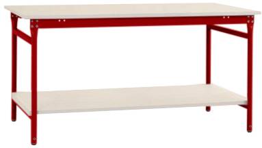 Manuflex BB5221.3003 Komplett-Beistelltisch BASIS stationär mit Melamin-Platte + Zwischenboden, BxTxH: 1500 x 800 x 780mm