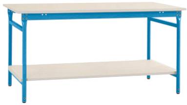 Manuflex BB5227.5012 Komplett-Beistelltisch BASIS stationär mit Kunststoff-Platte + Zwischenboden, BxTxH: 1500 x 800 x 780mm