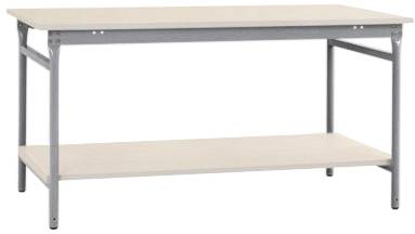 Manuflex TP5211.9006 Komplett-Beistelltisch BASIS stationär mit Melamin-Platte + Zwischenboden, BxTxH: 1250 x 600 x 780mm