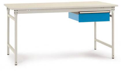 Manuflex BB5251.0002 Komplett-Beistelltisch BASIS stationär mit Melamin-Platte + Einzelschubfach, BxTxH: 1500 x 800 x 780mm