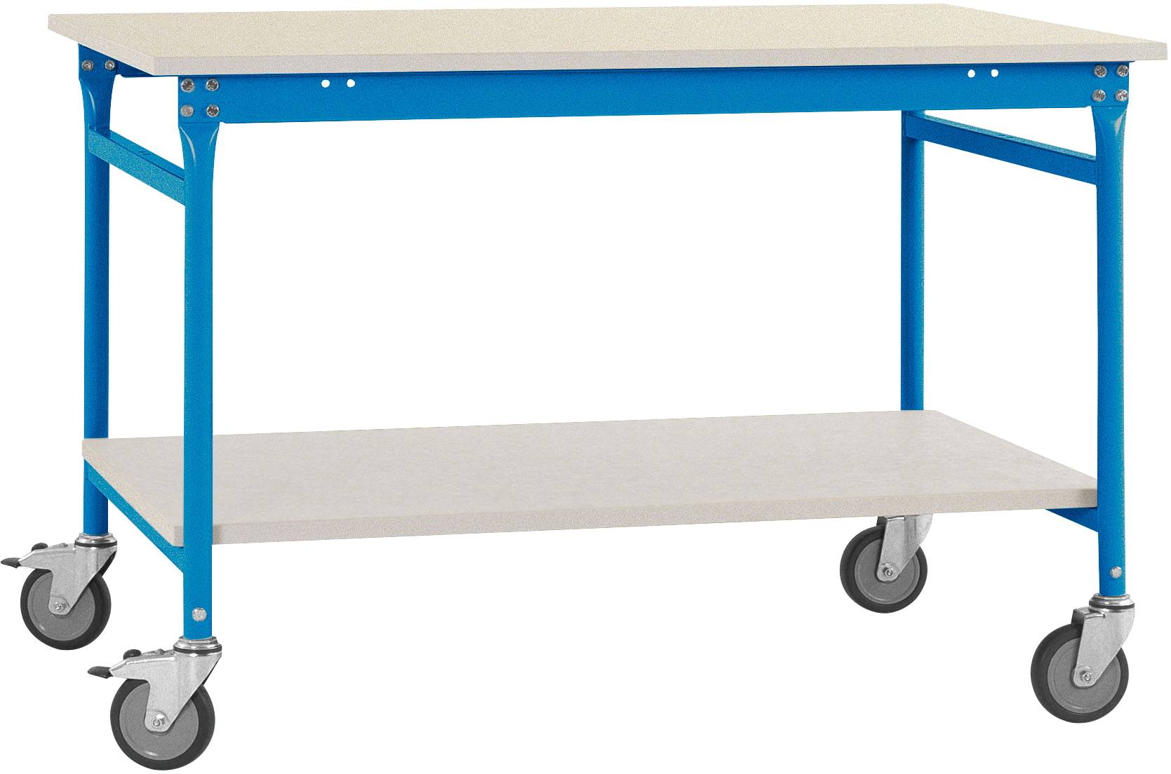Manuflex BB5317.5012 Komplett-Beistelltisch BASIS mobil mit Kunststoff-Platte + Zwischenboden, BxTxH: 1000 x 600 x 850mm