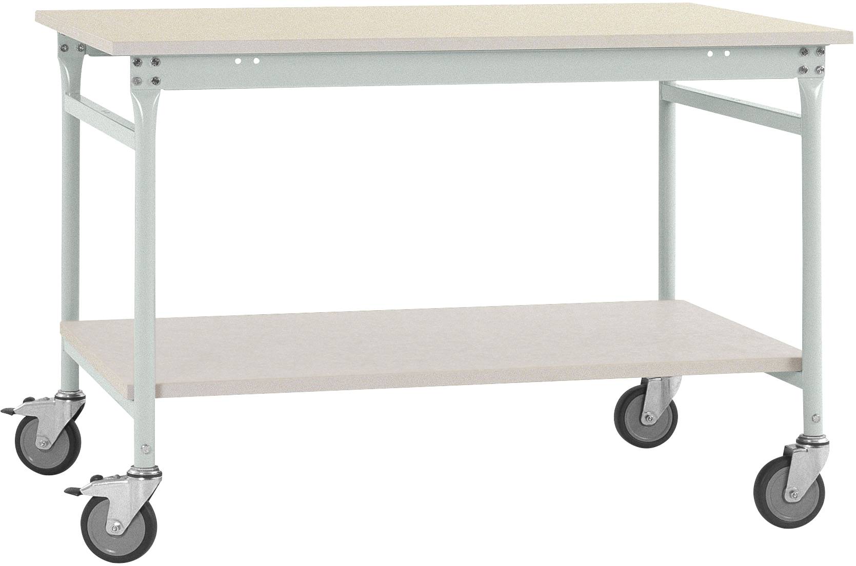 Manuflex BB5327.7035 Komplett-Beistelltisch BASIS mobil mit Kunststoff-Platte + Zwischenboden, BxTxH: 1250 x 600 x 850mm