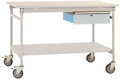 Manuflex BB5331.7035 Komplett-Beistelltisch BASIS mobil mit Melamin-Platte + Einzelschubfach, BxTxH: 1000 x 800 x 850mm Lichtgrau