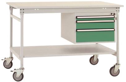 Manuflex BB5371.6011 Komplett-Beistelltisch BASIS mobil mit Melamin-Platte + Gehäuse-Unterbau, BxTxH: 1250 x 800 x 850m