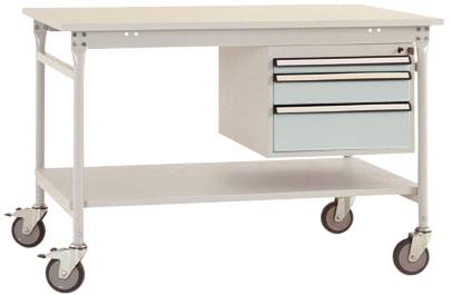Manuflex BB5371.7035 Komplett-Beistelltisch BASIS mobil mit Melamin-Platte + Gehäuse-Unterbau, BxTxH: 1250 x 800 x 850mm