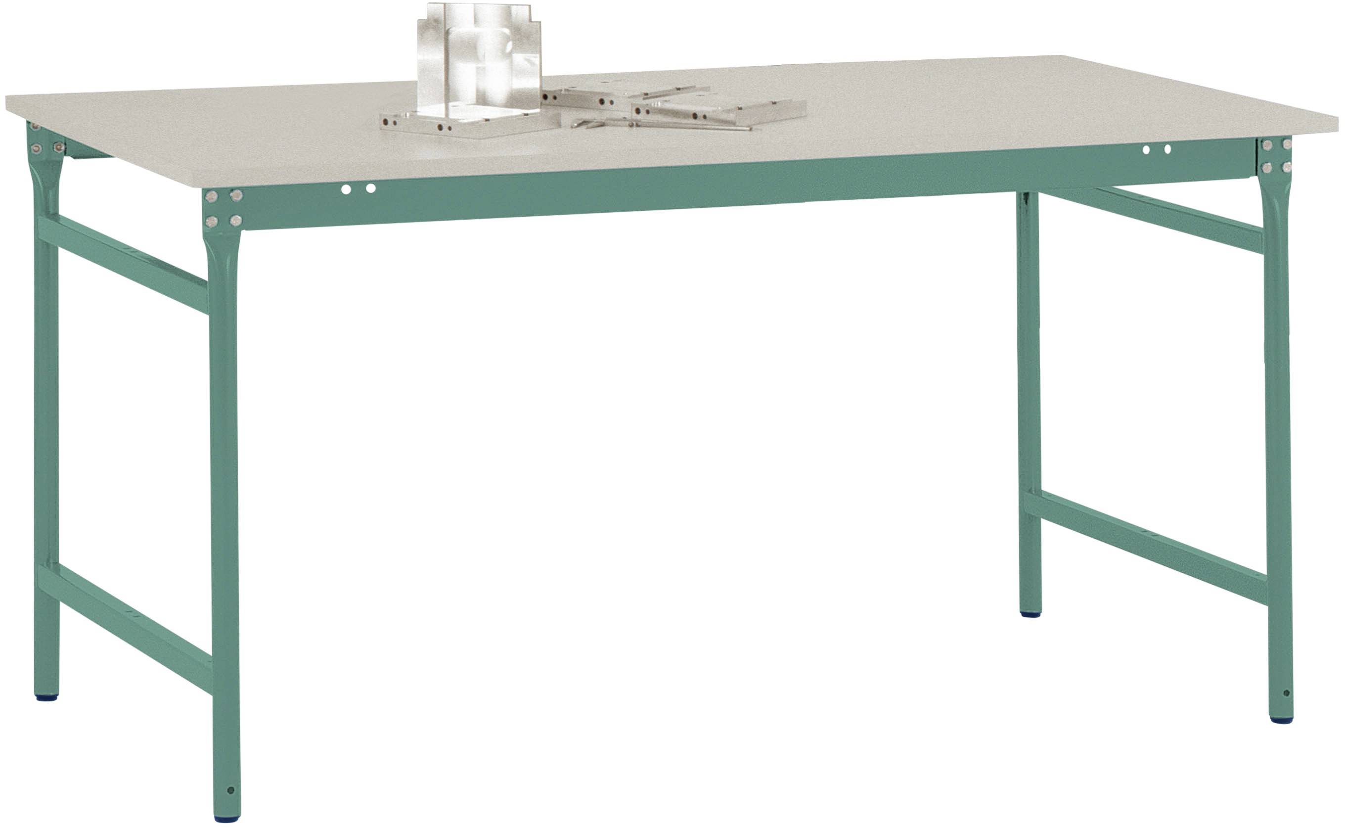 Manuflex BB3021.0001 Beistelltisch BASIS stationär mit Melamin-Tischplatte in Graugrün HF 0001, BxTxH: 1000 x 800 x 780mm Grau
