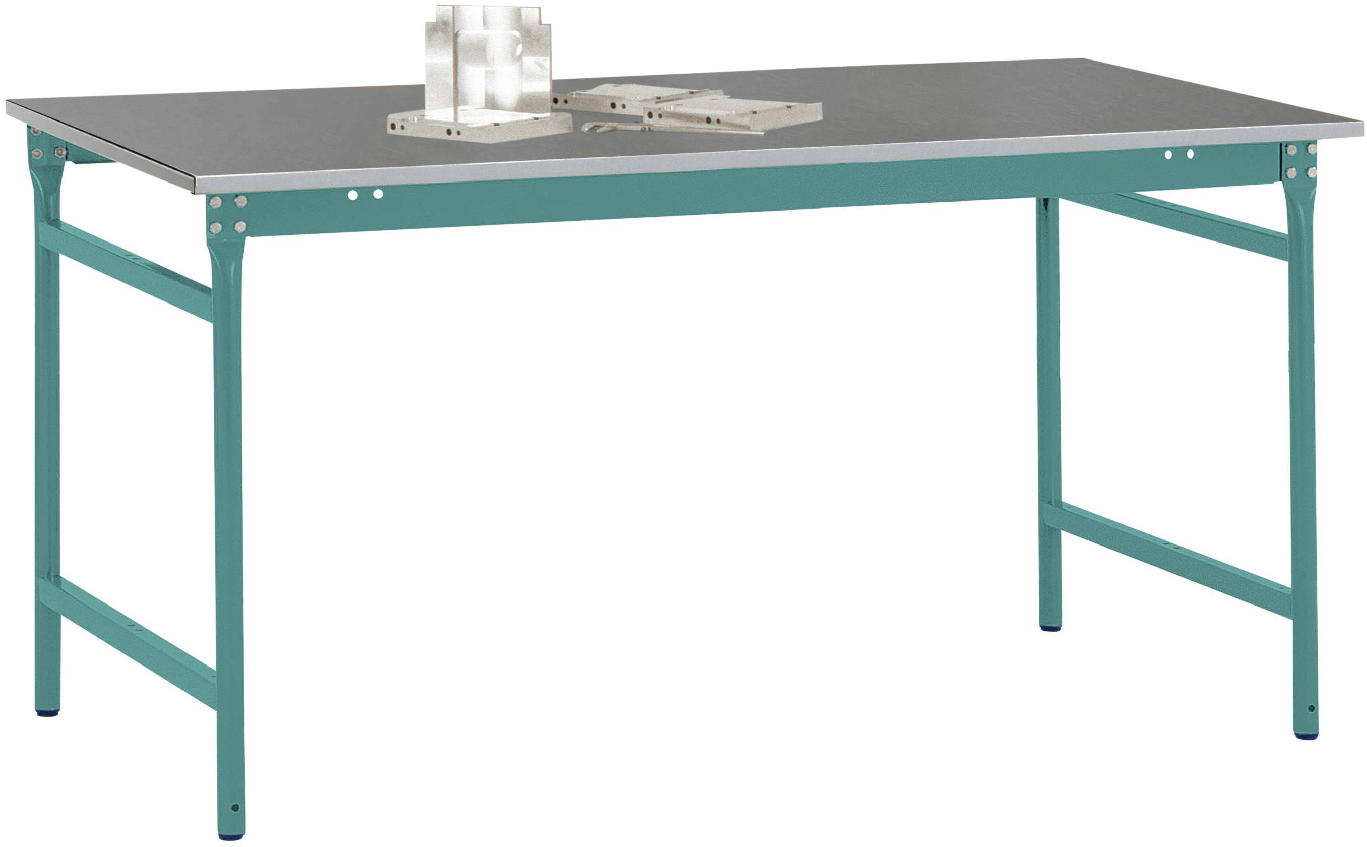 Manuflex BB3004.5021 Beistelltisch BASIS stationär mit Blechbelag-Platte in Wasserblau RAL 5021, BxTxH: 750 x 500 x 780mm