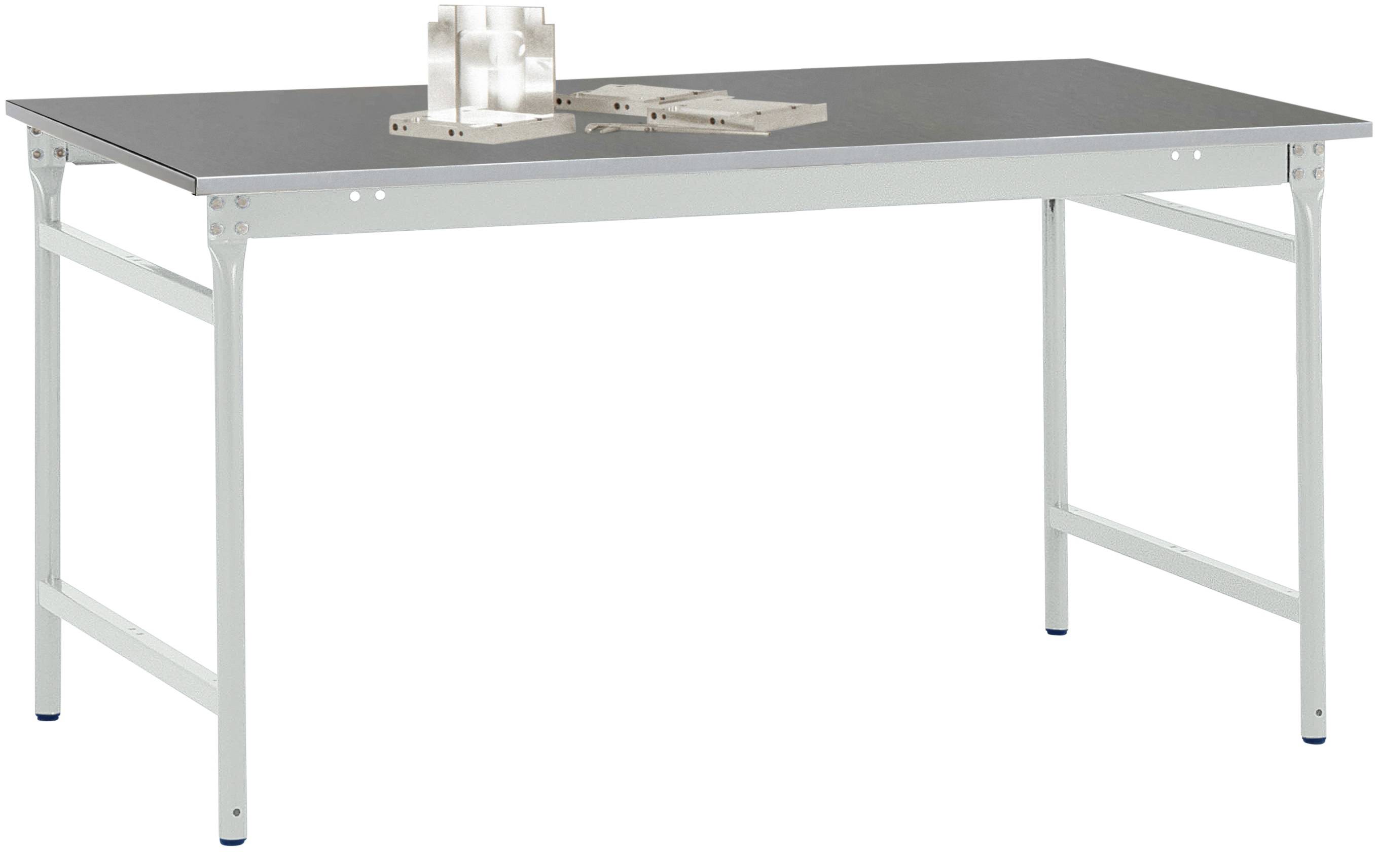 Manuflex BB3044.7035 Beistelltisch BASIS stationär mit Blechbelag-Platte in Lichtgrau RAL 7035, BxTxH: 1250 x 800 x 780mm