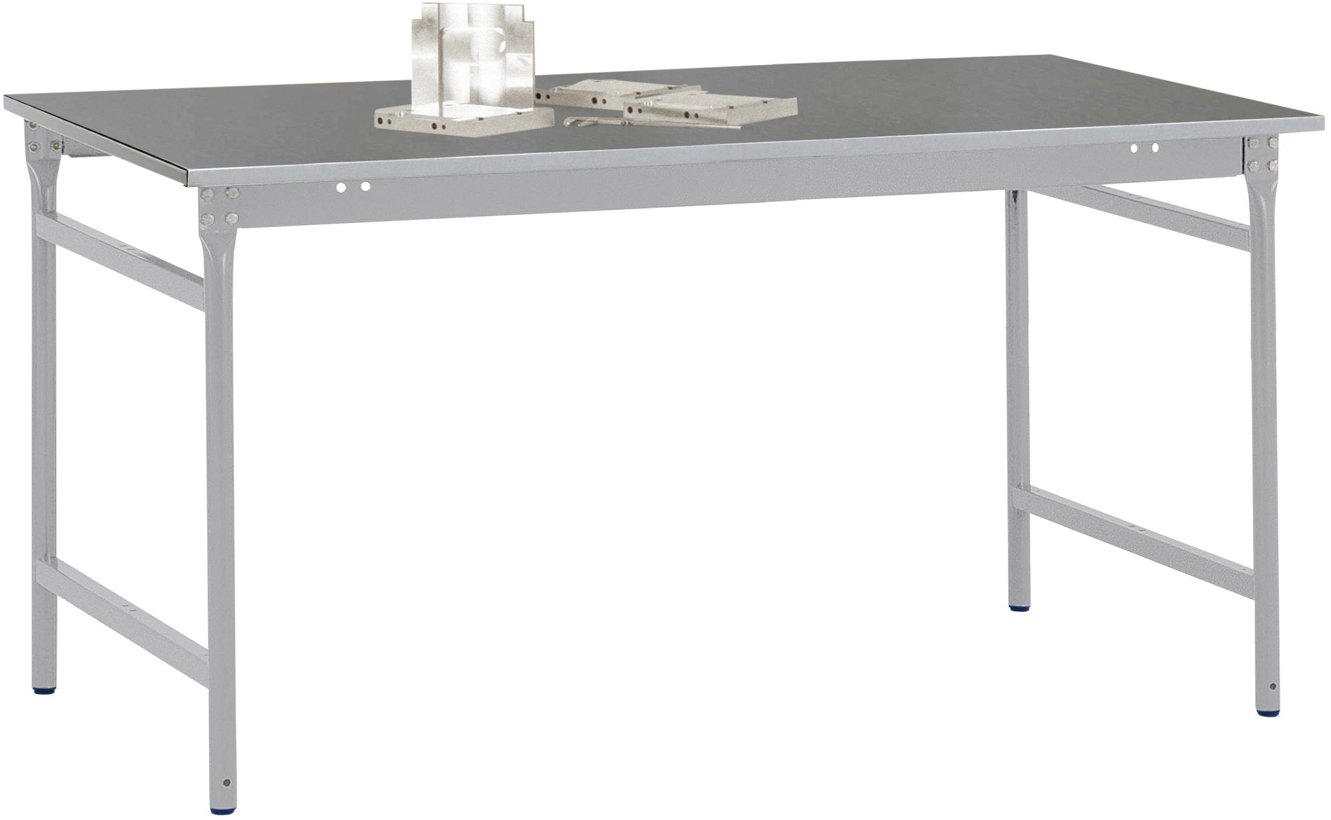 Manuflex BB3004.9006 Beistelltisch BASIS stationär mit Blechbelag-Platte in Alusilber ähnlich RAL 9006, BxTxH: 750 x 500 x 780mm