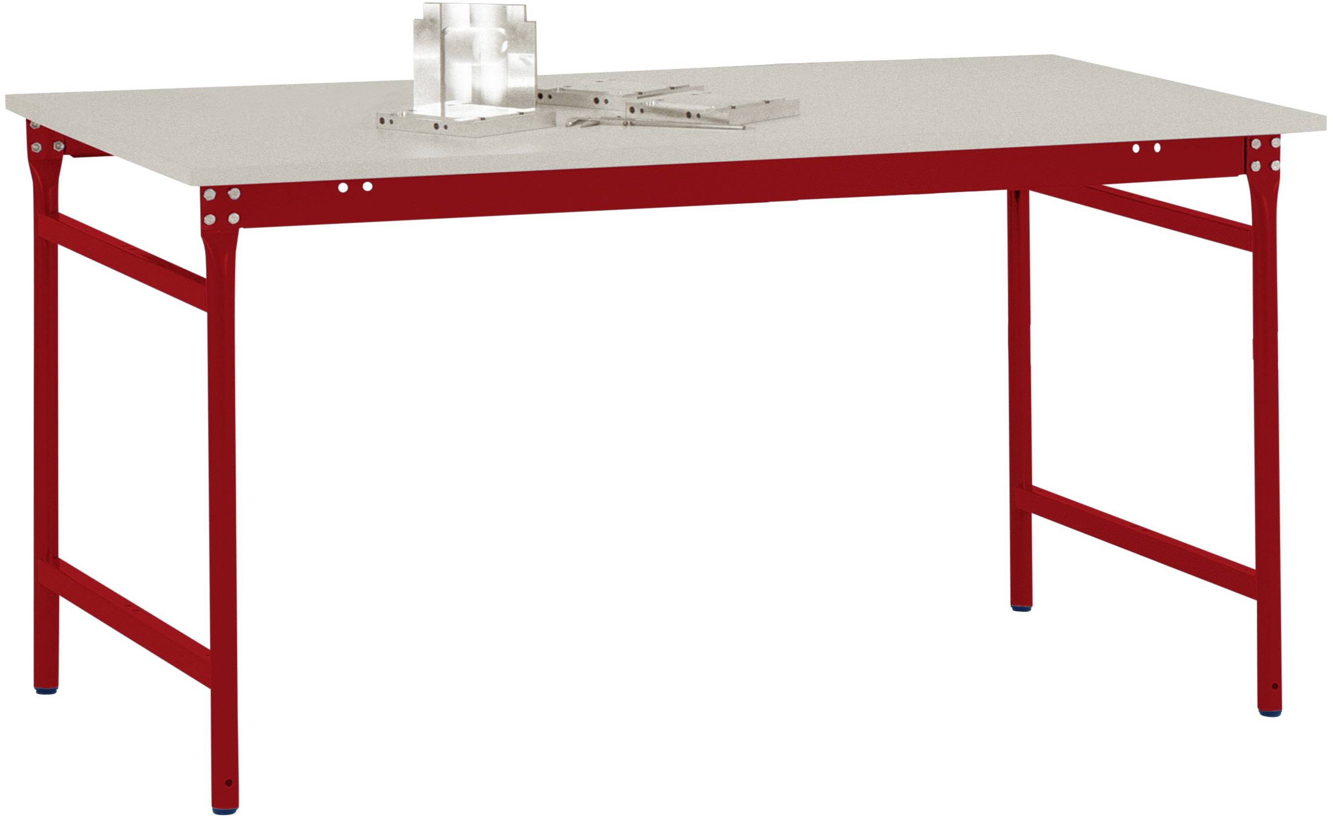 Manuflex BB3051.3003 Beistelltisch BASIS stationär mit Melamin-Tischplatte in Rubinrot RAL 3003, BxTxH: 1500 x 600 x 780mm