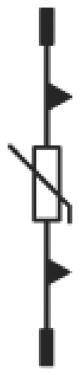 Symbol eines Überstrom-Auslösers mit Kontaktschließung in der Mitte und zwei Dreiecken, die auf eine Schutzfunktion hinweisen.