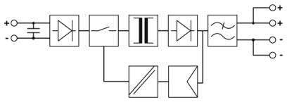 Schaltplan eines elektronischen Schaltkreises mit Dioden und Widerständen, zeigt Signalfluss von links nach rechts, mit mehreren Verbindungen.