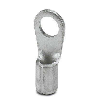 Metallöse mit zylindrischem Ende und rundem Loch oben, verwendet zur Verbindung von Kabeln oder Drähten in elektrischen Anwendungen.