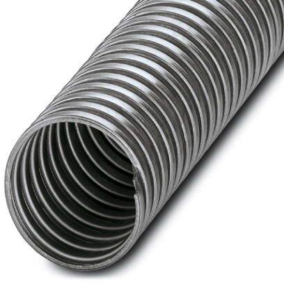 Metallspiralrohr in Nahaufnahme, zeigt die gleichmäßige, spiralförmige Rillenstruktur.