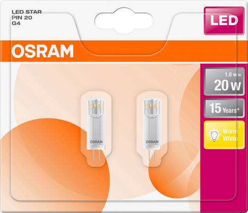 OSRAM LED EEK A++ (A++ - E) G4 Stiftsockel 1.8W Warmweiß (Ø x L) 13.0mm x 36.0mm 2St.
