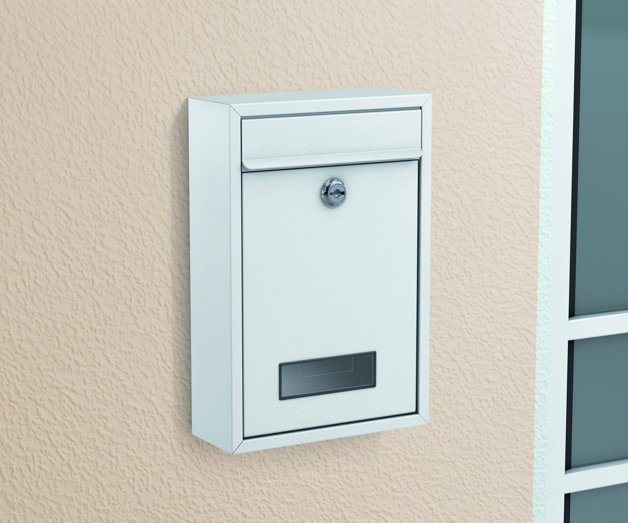 Basi 2170-0300 Briefkasten Stahl Weiß Schlüsselschloss