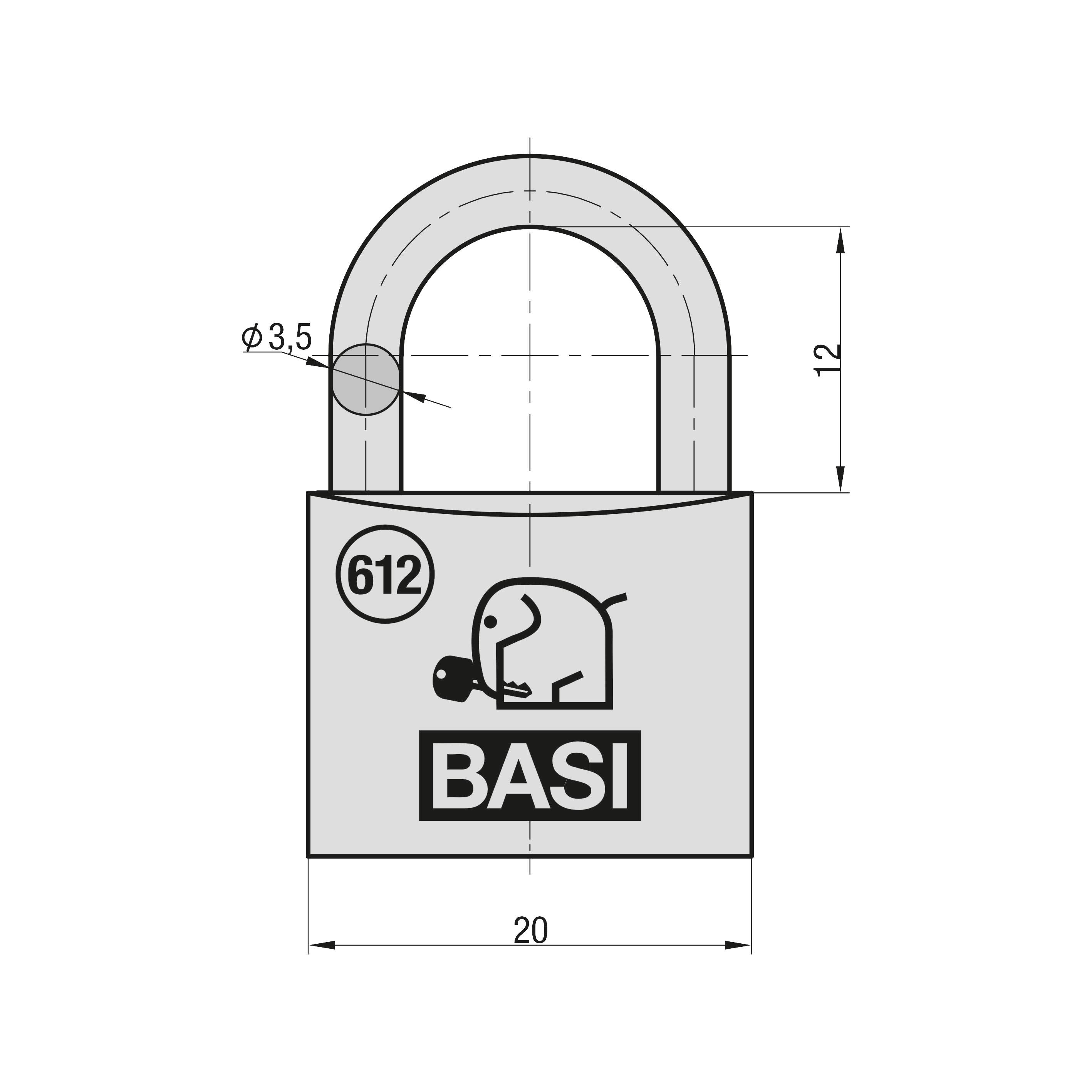 Basi 6120-2000 Vorhängeschloss verschieden schließend