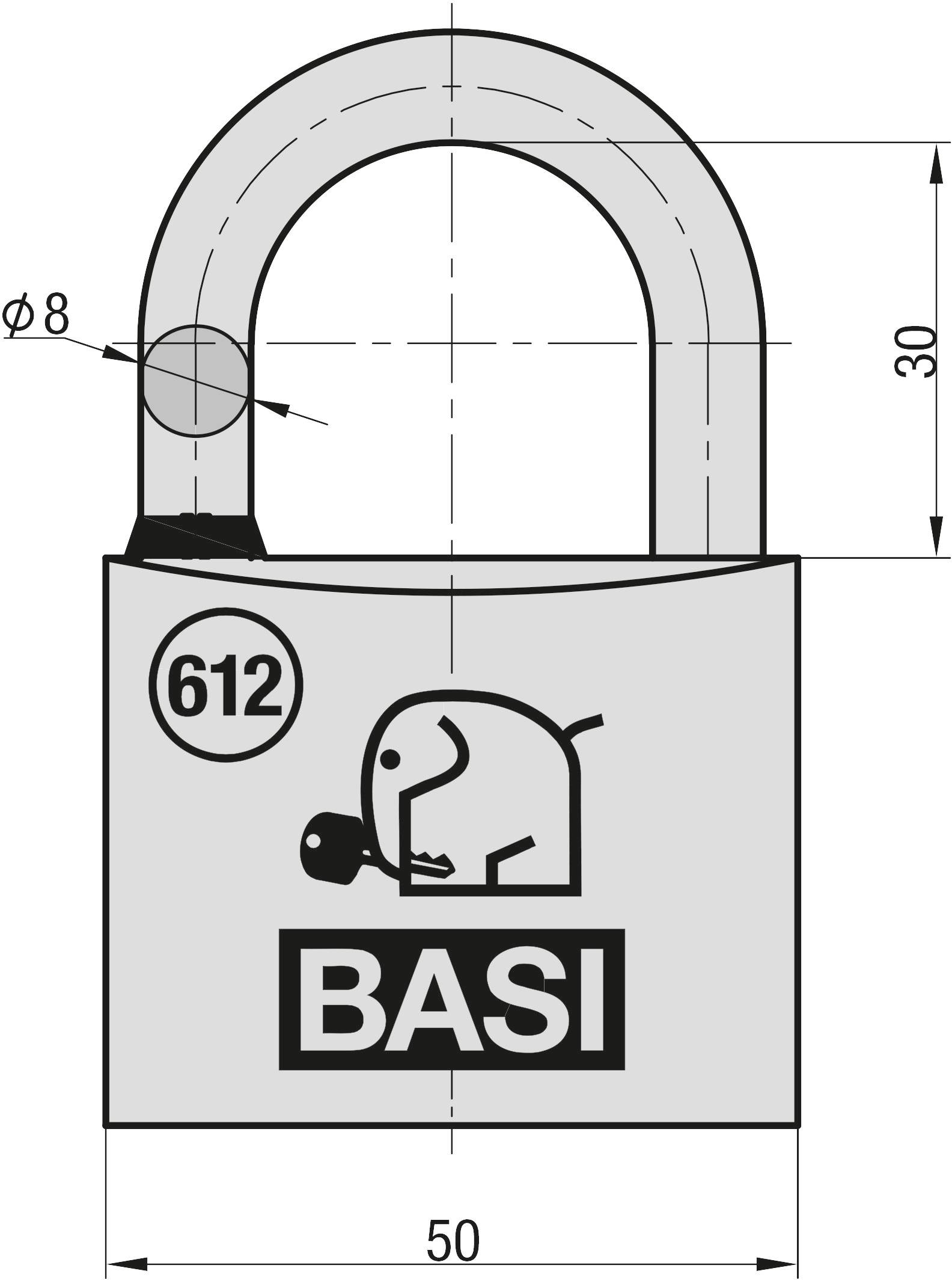 Basi 6120-5000 Vorhängeschloss verschieden schließend
