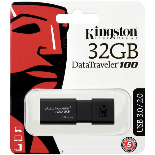 Kingston DT100G3/32GB USB-Stick 32GB Schwarz DT100G3/32GB USB 3.2 Gen 1 (USB 3.0)
