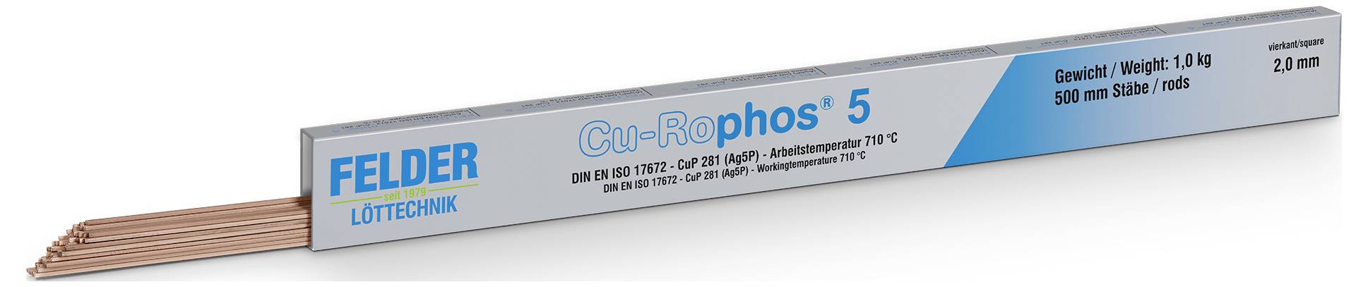 Felder "Cu-Rophos 5" Lötzinn Stange, bleifrei CuP 281 16g 2mm