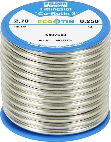 Felder Cu-Rotin® 3 Lötzinn, bleifrei Spule Sn97Cu3 0.250 kg 2.7 mm