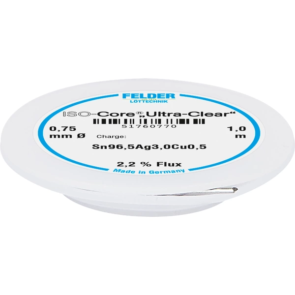 Felder ISO-Core "Ultra Clear" SAC305 Lötzinn Spule Sn96,5Ag3Cu0,5 0.75mm Felder ISO-Core "Ultra Clear" SAC305 Lötzinn Spule Sn96,5Ag3Cu0,5 0.75mm