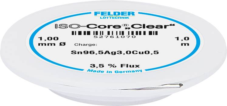 Felder ISO-Core "Clear" SAC305 Lötzinn Spule Sn96,5Ag3Cu0,5 1mm