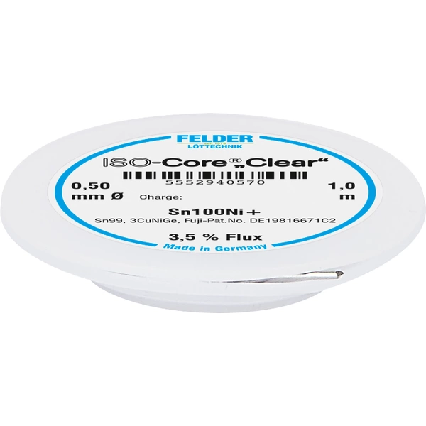 Felder ISO-Core "Clear" Sn100Ni+ Lötzinn Spule Sn99,25Cu0,7Ni0,05 0.5mm Felder ISO-Core "Clear" Sn100Ni+ Lötzinn Spule Sn99,25Cu0,7Ni0,05 0.5mm