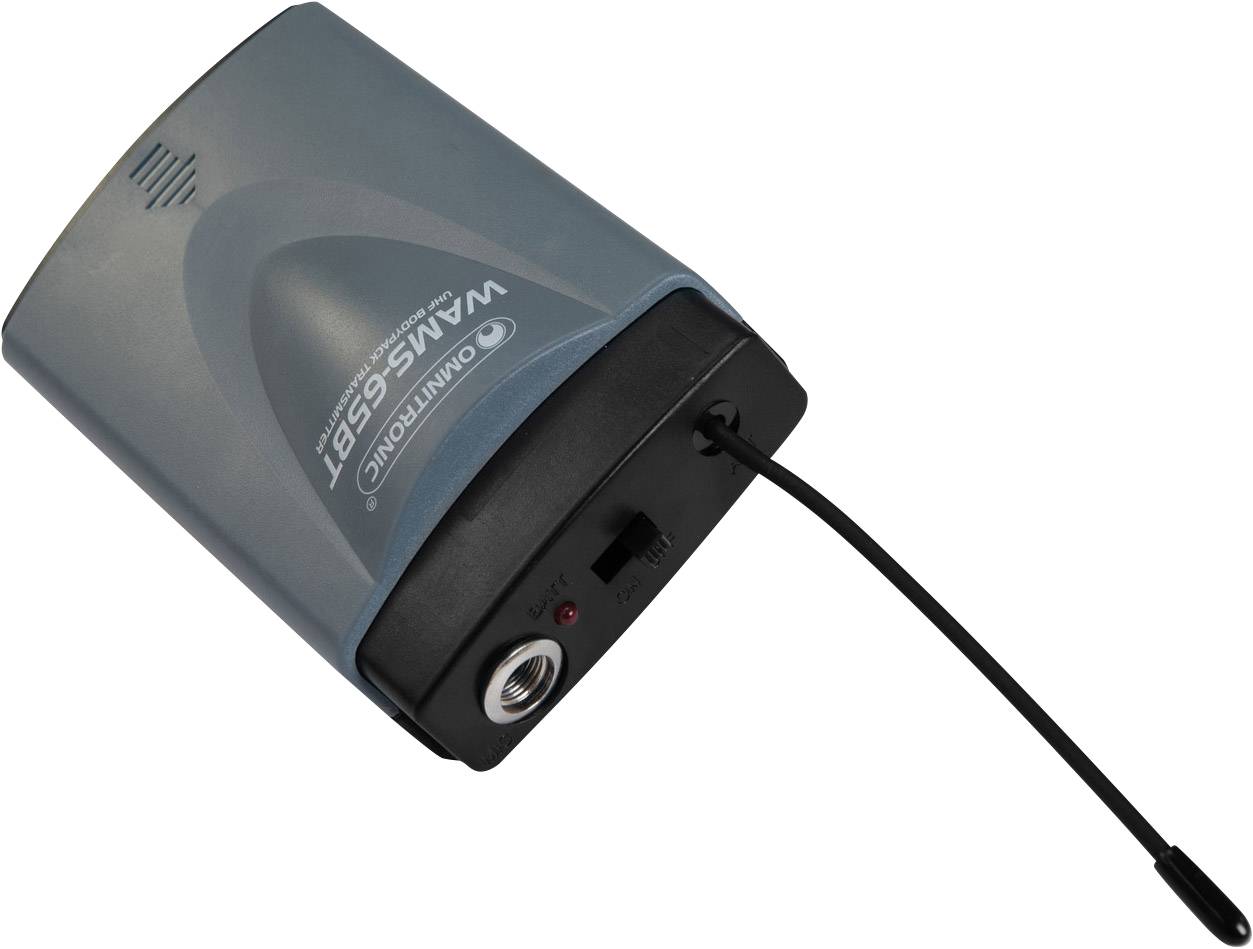 Ein schwarzes elektronisches Gerät, das eine Antenne und Audioanschlüsse hat. Geeignet zur verbesserten Audioempfangsqualität.