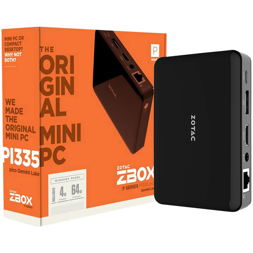 Zotac Mini PC ZBOX PI335GK () Intel® Celeron® N4100 4 GB RAM 64 GB HDD 64 GB SSD Win 10 Pro ZBOX-PI335-GK-W3C