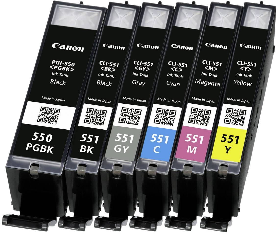 Canon Druckerpatrone PGI-550PGBK/CLI-551 Multipack Original Kombi-Pack Foto Schwarz, Cyan, Magenta, Gelb, Schwarz, Grau 6496B005