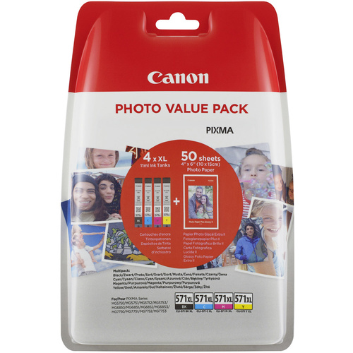Canon Druckerpatrone CLI-571CMYBK Photo Value Pack XL Original Kombi-Pack Schwarz, Gelb, Cyan, Mage