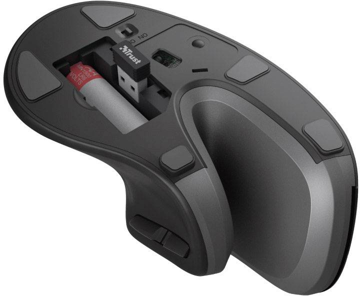 Trust VERRO Ergonomische Maus Funk Optisch Schwarz 5 Tasten 1600 dpi, 1200 dpi, 600 dpi Ergonomisch