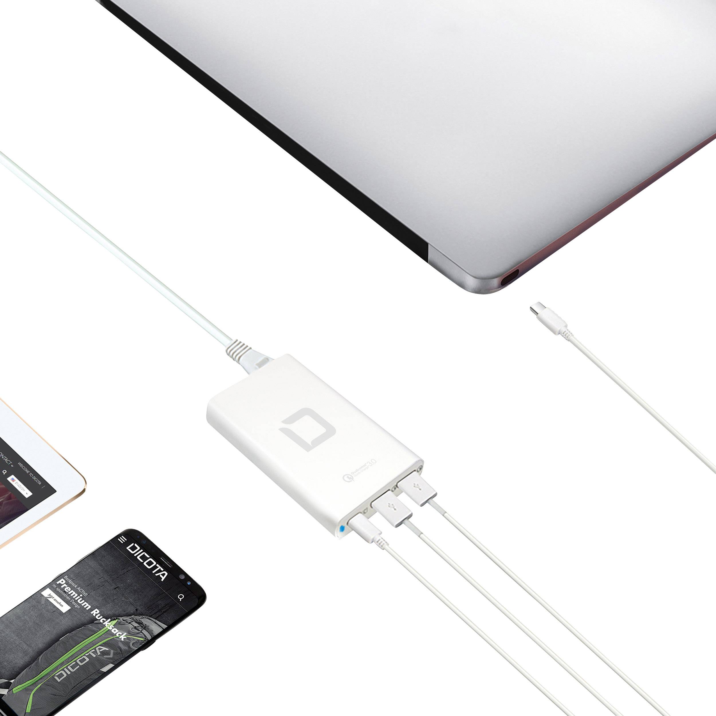 Dicota Universal Notebook Charger USB-C / USB-A (40W) white Notebook-Netzteil