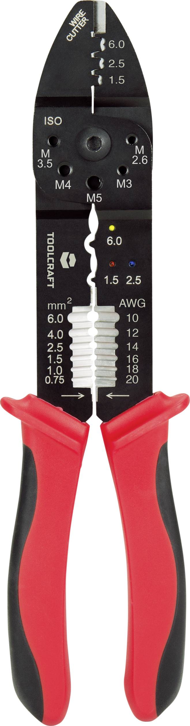 TOOLCRAFT PLC-4131 TO-6680946 Crimp- und Abisolierzange 1.5 bis 6mm²