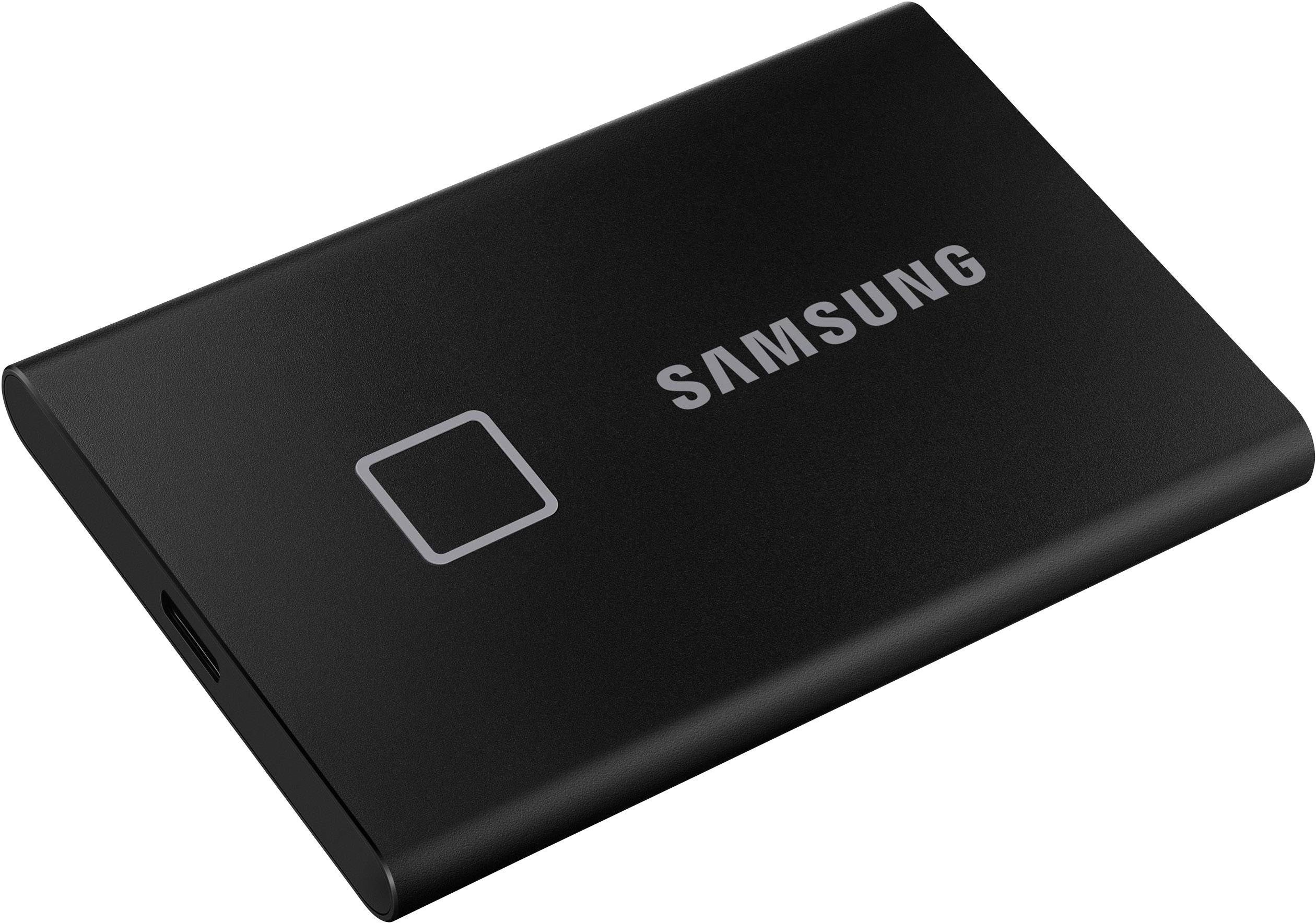 Samsung Portable T7 Touch 1 TB Externe SSD USB 3.2 Gen 2 Schwarz PC/Mac, Fingerabdruckscanner, 256-Bit AES Verschlüsselung MU-PC1T0K/WW