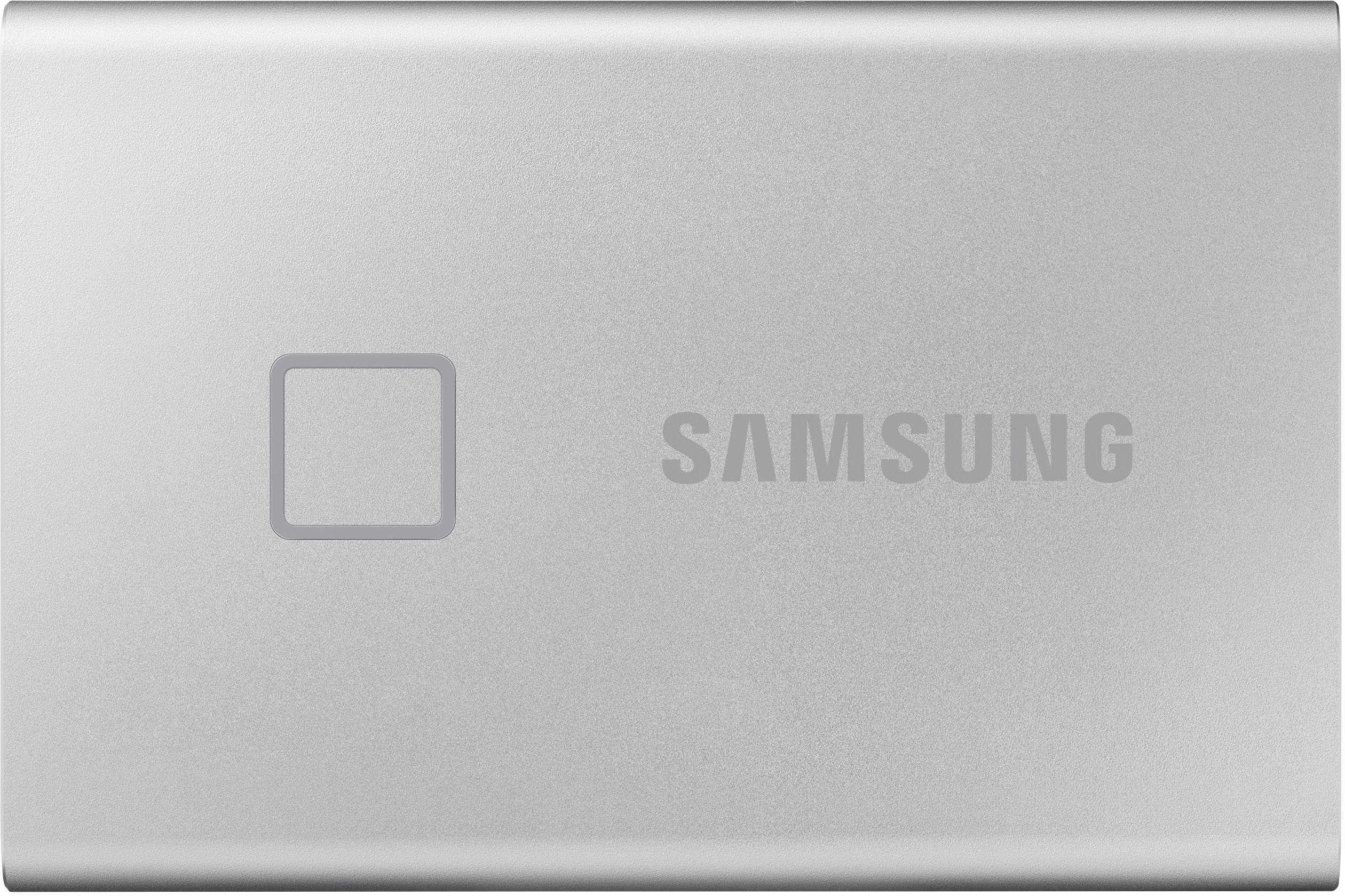 Samsung Portable T7 Touch 2 TB Externe SSD USB-A (USB 3.2 Gen 2) Silber PC/Mac, Fingerabdruckscanner, 256-Bit AES Verschlüsselung MU-PC2T0S/WW