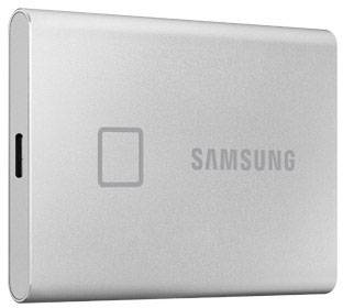 Samsung Portable T7 Touch 2 TB Externe SSD USB-A (USB 3.2 Gen 2) Silber PC/Mac, Fingerabdruckscanner, 256-Bit AES Verschlüsselung MU-PC2T0S/WW