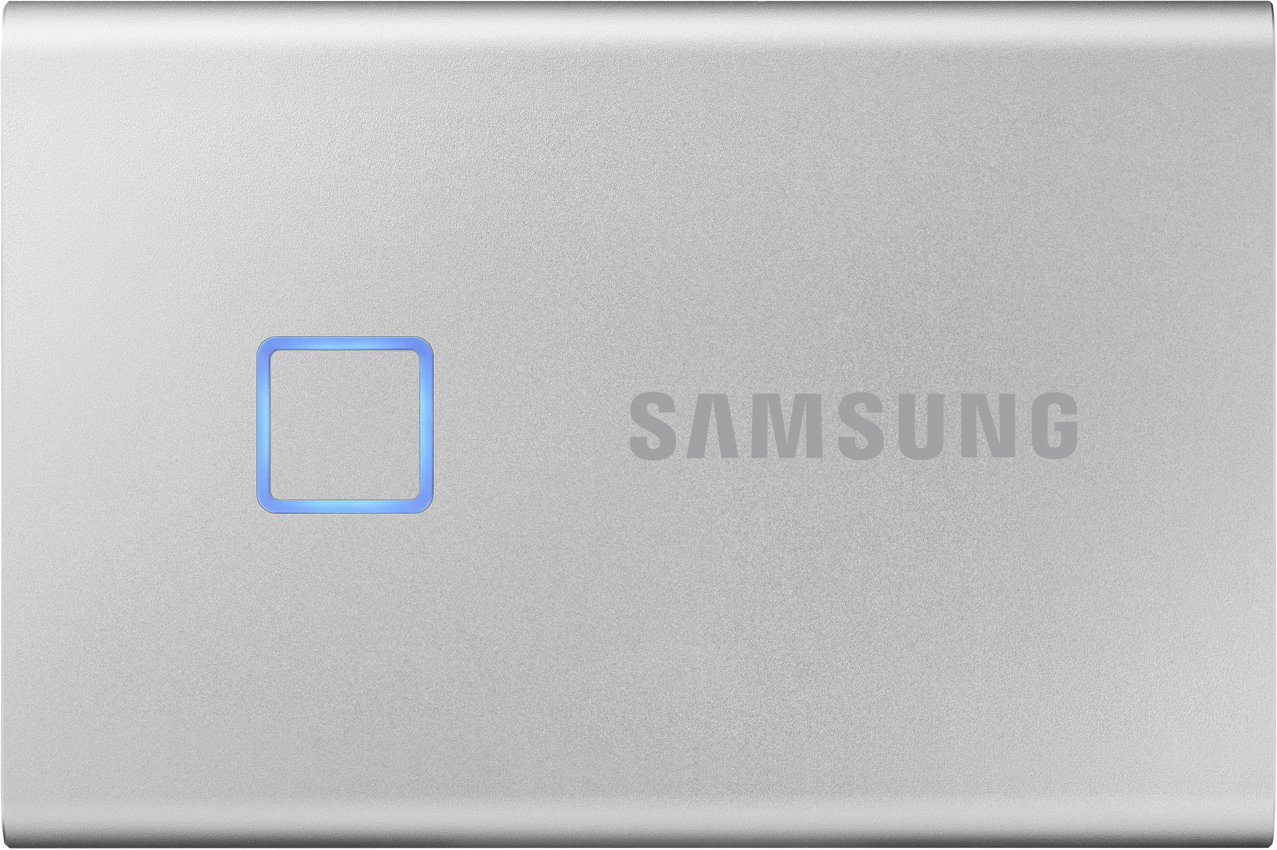 Samsung Portable T7 Touch 2 TB Externe SSD USB-A (USB 3.2 Gen 2) Silber PC/Mac, Fingerabdruckscanner, 256-Bit AES Verschlüsselung MU-PC2T0S/WW