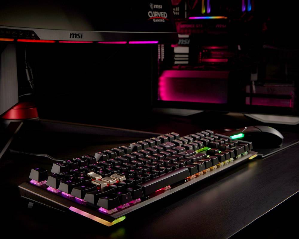 MSI Vigor GK80 RED USB Gaming-Tastatur Beleuchtet US-Englisch, QWERTY Schwarz, Rot