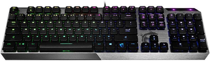 MSI Vigor GK50 "Low Profile" USB Gaming-Tastatur Deutsch, QWERTZ Schwarz, Edelstahl Beleuchtet, Multimediatasten