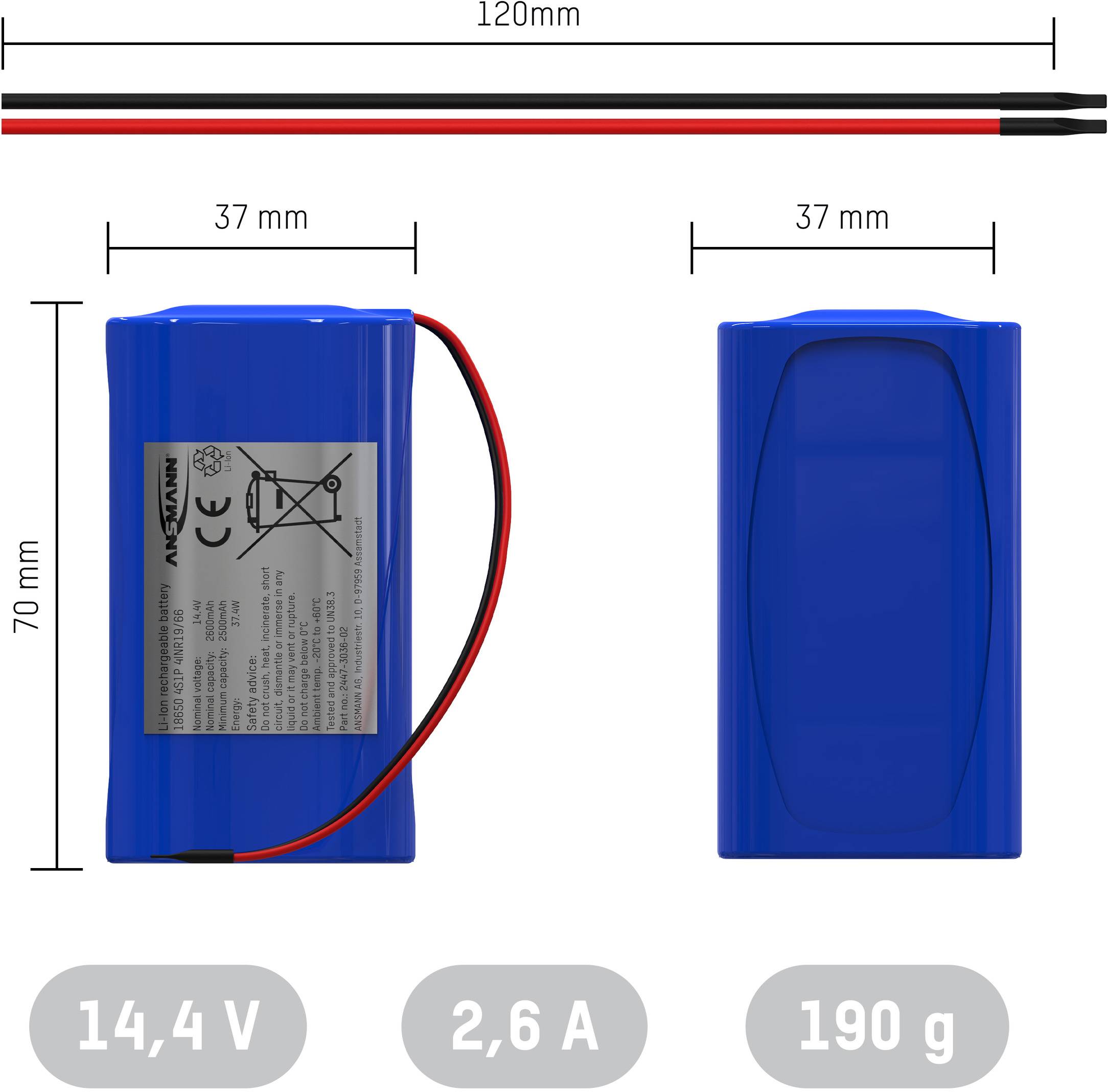 Ansmann Li-Ion Akku 7.4V / 2.6Ah | 2S1P Mit BMS | Für Industrie & Modellbau | Wiederaufladbar & Sicher