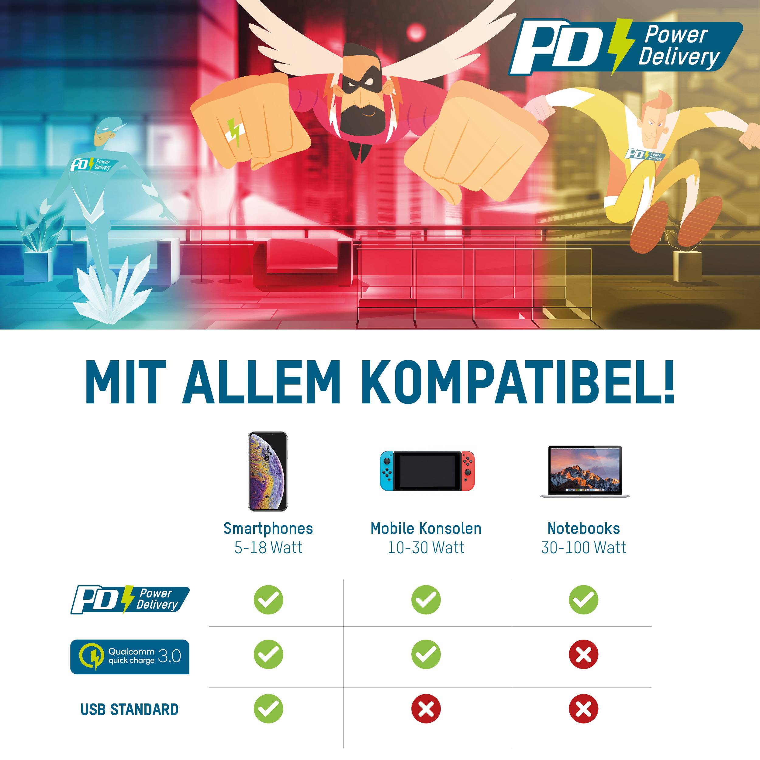 Ansmann Home Charger 247PD USB Ladegerät 45W 1x USB-A, 1x USB-C® USB PD Schwarz Innenbereich