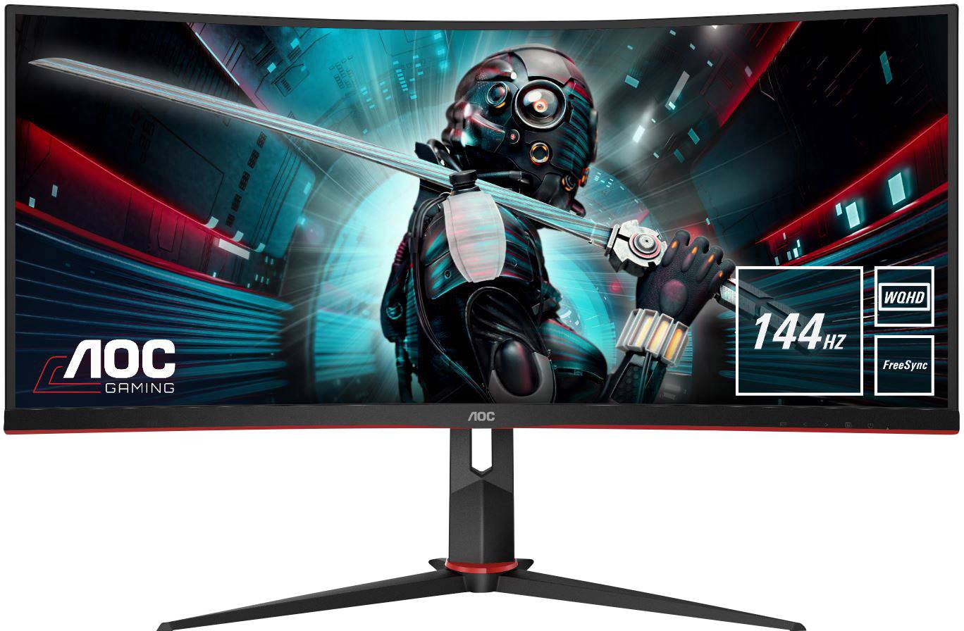 AOC CU34G2X/BK LED-Monitor EEK G (A - G) 86.4 cm (34 Zoll) 3440 x 1440 Pixel 21:9 1 ms HDMI®, DisplayPort, USB-A (USB 3.2 Gen 1), Audio-Line-in, Kop