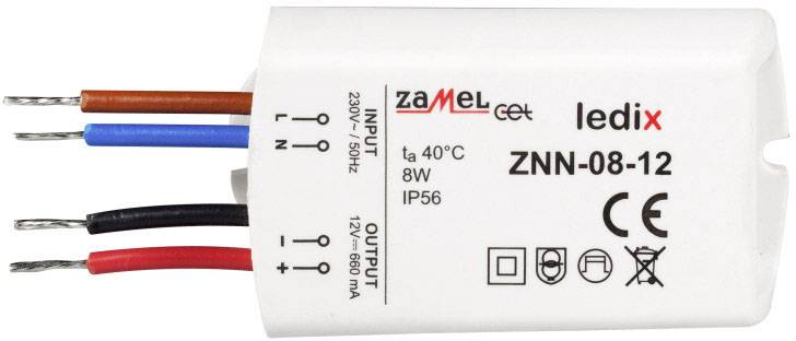 Zamel ZNN-08-12 LED-Treiber Konstantspannung 8W 0.66A 12 V/DC Überspannung 1St.