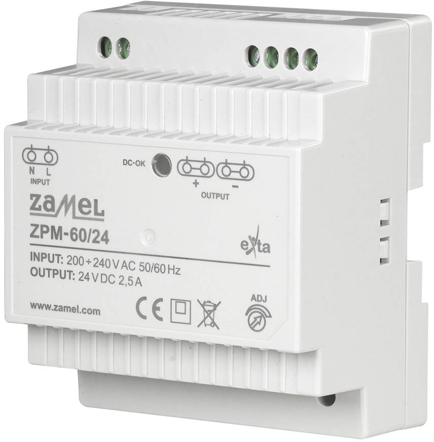 Zamel ZPM-60/24 Schaltnetzgerät 24 V 2.5 A 100 W Anzahl Ausgänge:1 x Inhalt 1 St.