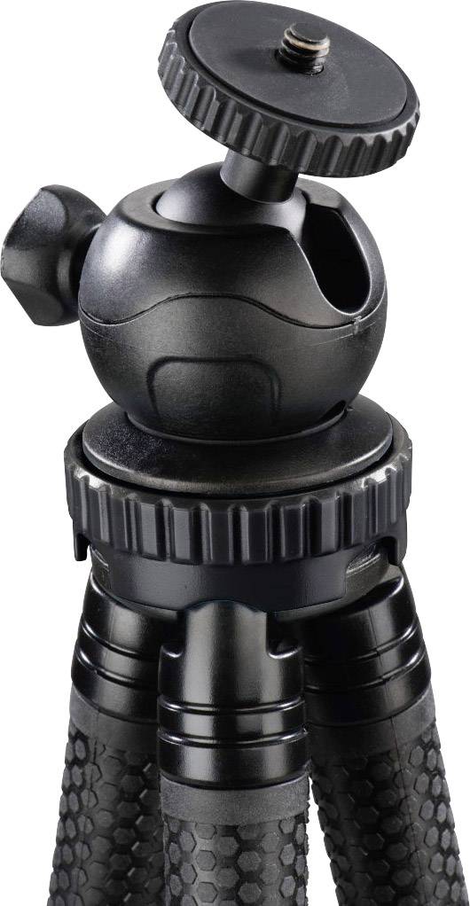 Hama FlexPro Dreibeinstativ 1/4 Zoll Arbeitshöhe=16 - 27 cm Schwarz Für Smartphones und GoPro, Kugelkopf