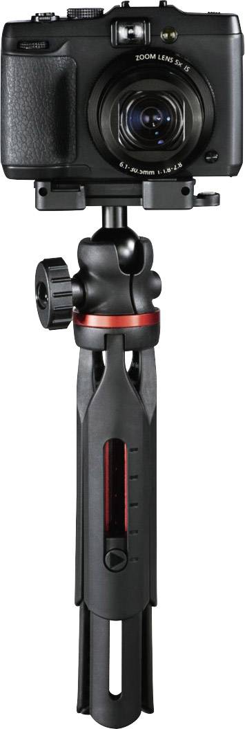 Hama Solid Tischstativ 1/4 Zoll Arbeitshöhe=16 - 19cm Schwarz Kugelkopf, Wasserwaage, inkl. Smartphonehalter